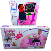 2-in-1 Kids Writing Board: Dual-Sided Drawing Table & Chalk Board in Pink & Purple - Educational Toy for Girls with Eraser, 12 Chalks, & 12 Papers - Perfect Learning & Play Gift